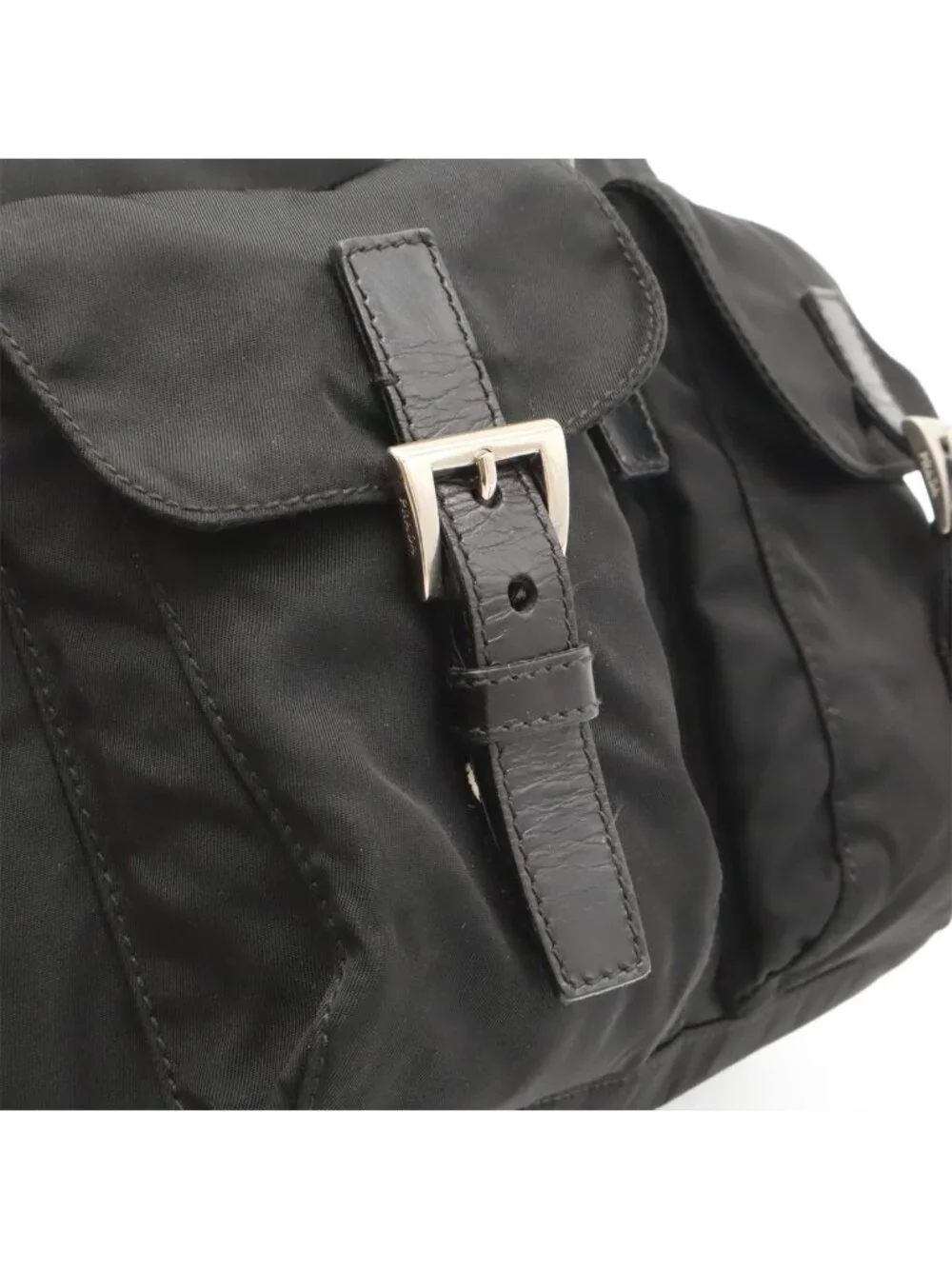 Prada Vela Backpack Nylon Leather Nero Black Silver Domestic Boutique Purchase